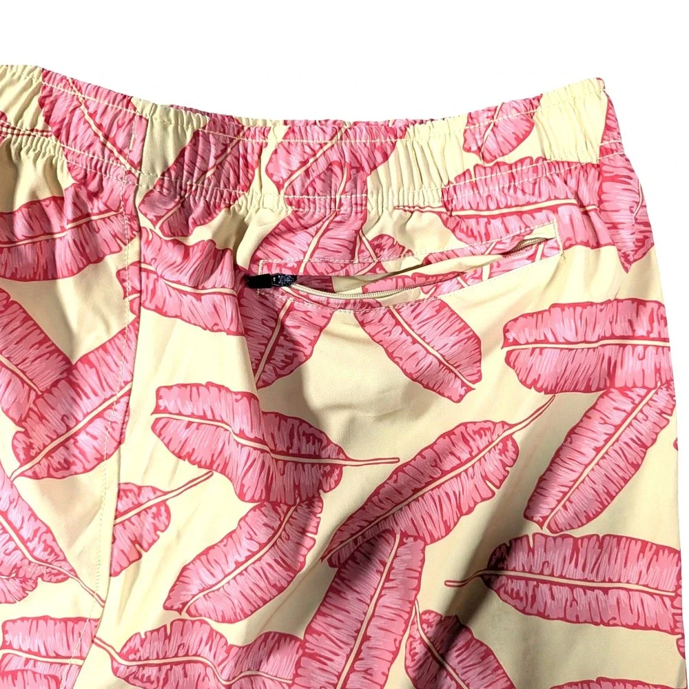 Bearbottom Stretch Swim Shorts Tropical Banana Leaf Print 5.5